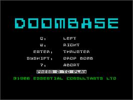 Title screen of Doombase on the Sinclair ZX Spectrum.
