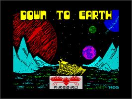 Title screen of Down To Earth on the Sinclair ZX Spectrum.