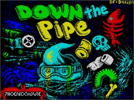 Title screen of Down the pipe on the Sinclair ZX Spectrum.
