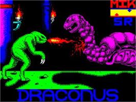 Title screen of Draconus on the Sinclair ZX Spectrum.