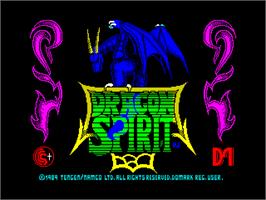 Title screen of Dragon Spirit on the Sinclair ZX Spectrum.