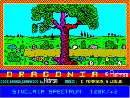 Title screen of Dragonia on the Sinclair ZX Spectrum.