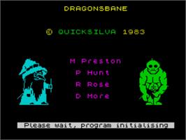 Title screen of Dragonsbane on the Sinclair ZX Spectrum.