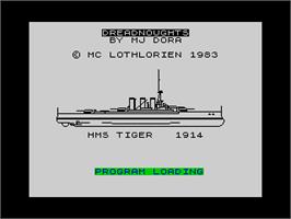 Title screen of Dreadnoughts on the Sinclair ZX Spectrum.
