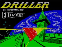 Title screen of Driller on the Sinclair ZX Spectrum.
