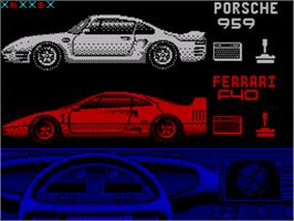 Title screen of Duel - Test Drive 2, The on the Sinclair ZX Spectrum.