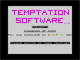 Title screen of Dungeons Of Doom on the Sinclair ZX Spectrum.