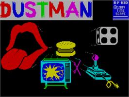 Title screen of Dustman on the Sinclair ZX Spectrum.