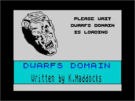 Title screen of Dwarfs Domain on the Sinclair ZX Spectrum.
