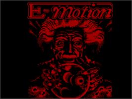 Title screen of E-motion on the Sinclair ZX Spectrum.