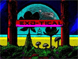 Title screen of EXO-TICAL on the Sinclair ZX Spectrum.