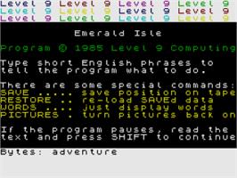 Title screen of Emerald Isle on the Sinclair ZX Spectrum.