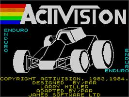 Title screen of Enduro on the Sinclair ZX Spectrum.
