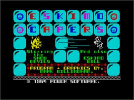 Title screen of Eskimo Capers on the Sinclair ZX Spectrum.