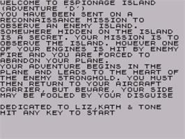 Title screen of Espionage Island on the Sinclair ZX Spectrum.