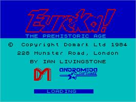 Title screen of Eureka! on the Sinclair ZX Spectrum.