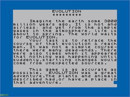 Title screen of Evolution on the Sinclair ZX Spectrum.