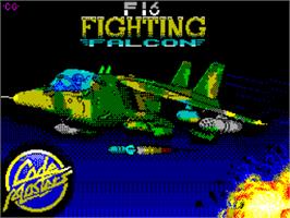 Title screen of F-16 Fighting Falcon on the Sinclair ZX Spectrum.