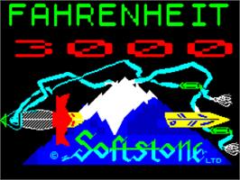 Title screen of Fahrenheit 3000 on the Sinclair ZX Spectrum.