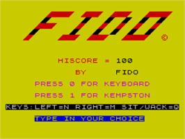Title screen of Fido on the Sinclair ZX Spectrum.