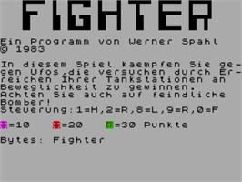 Title screen of Fighter on the Sinclair ZX Spectrum.