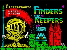 Title screen of Finders Keepers on the Sinclair ZX Spectrum.