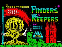 Title screen of Finders Keepers on the Sinclair ZX Spectrum.