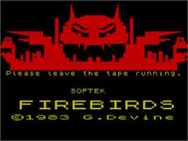 Title screen of Firebirds on the Sinclair ZX Spectrum.