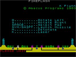 Title screen of Fireflash on the Sinclair ZX Spectrum.