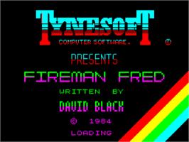 Title screen of Fireman Fred on the Sinclair ZX Spectrum.