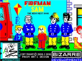 Title screen of Fireman Sam on the Sinclair ZX Spectrum.