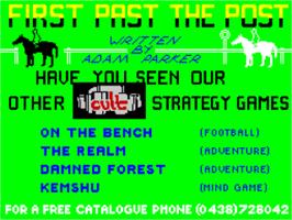 Title screen of First Past The Post on the Sinclair ZX Spectrum.
