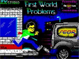 Title screen of First World Problems on the Sinclair ZX Spectrum.