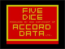 Title screen of Five Dice on the Sinclair ZX Spectrum.