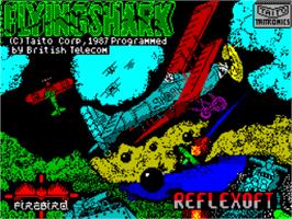 Title screen of Flying Shark on the Sinclair ZX Spectrum.