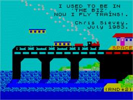Title screen of Flying Train on the Sinclair ZX Spectrum.