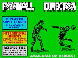 Title screen of Football Director on the Sinclair ZX Spectrum.