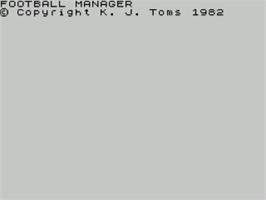 Title screen of Football Manager on the Sinclair ZX Spectrum.