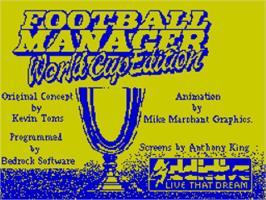 Title screen of Football Manager - World Cup Edition on the Sinclair ZX Spectrum.