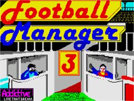 Title screen of Football Manager 3 on the Sinclair ZX Spectrum.
