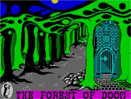 Title screen of Forest Of Doom on the Sinclair ZX Spectrum.