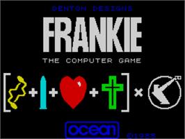 Title screen of Frankie Goes To Hollywood on the Sinclair ZX Spectrum.