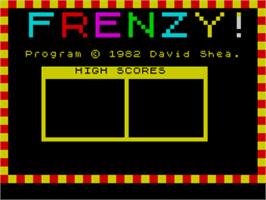 Title screen of Frenzy on the Sinclair ZX Spectrum.
