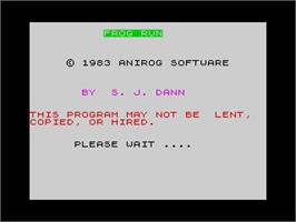 Title screen of Frog Run on the Sinclair ZX Spectrum.