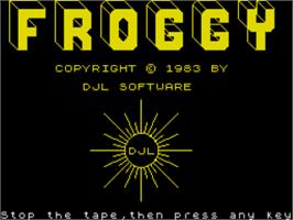 Title screen of Froggy on the Sinclair ZX Spectrum.