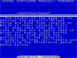 Title screen of Galactic Trooper on the Sinclair ZX Spectrum.