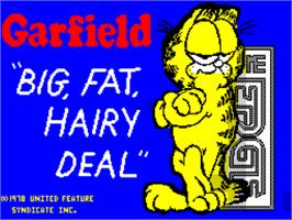 Title screen of Garfield: Big, Fat, Hairy Deal on the Sinclair ZX Spectrum.