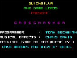 Title screen of Gatecrasher on the Sinclair ZX Spectrum.