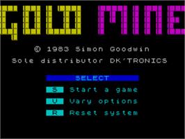 Title screen of Gold Mine on the Sinclair ZX Spectrum.