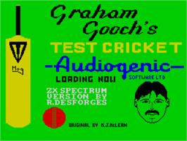 Title screen of Graham Gooch's Test Cricket on the Sinclair ZX Spectrum.